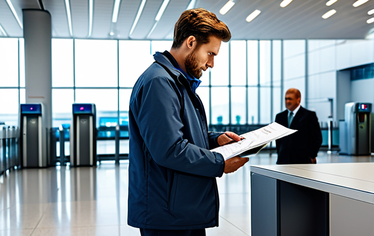 벨라루스에서 외국인의 법적 권리 - Arrival & Paperwork**

A traveler in appropriate attire, standing in a modern airport arrival hall, ...