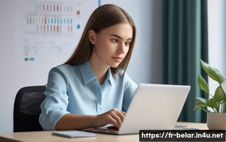 벨라루스에서의 사기 피해 사례 - A detailed digital art scene showing a Belarusian office worker sitting at a modern desk, cautiously...