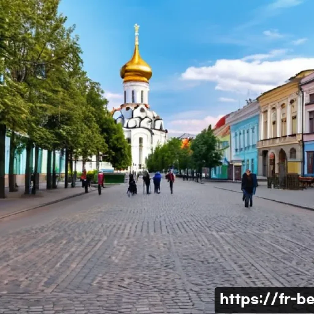 벨라루스 관광지 추천 - A serene cobblestone street in the historic old town of Minsk, lined with meticulously restored buil...