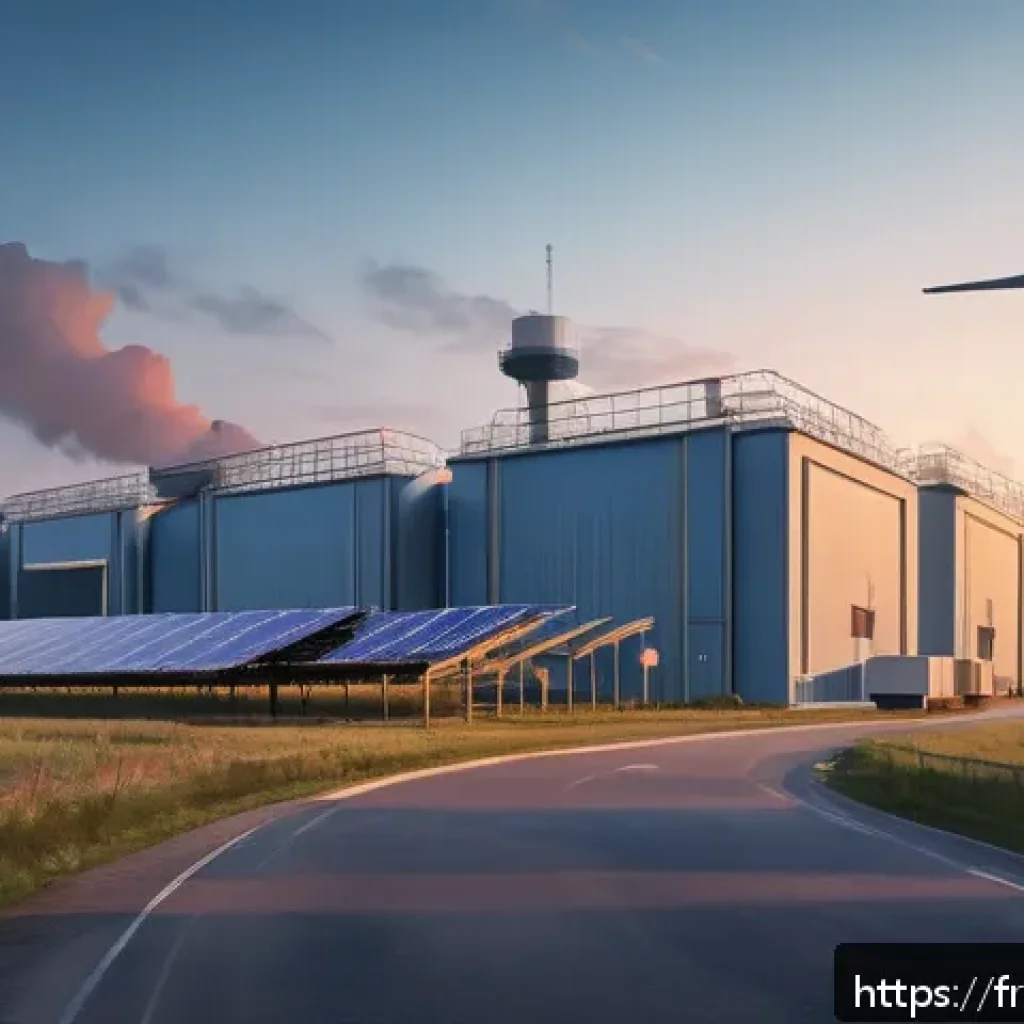 벨라루스와 러시아의 관계 변화 - A detailed, realistic digital painting of a Belarusian industrial factory complex during dusk, showc...