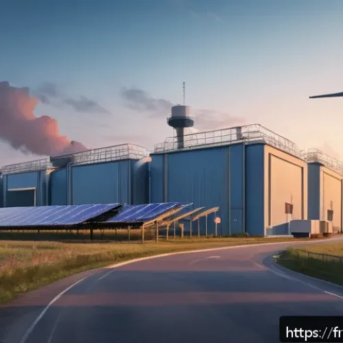벨라루스와 러시아의 관계 변화 - A detailed, realistic digital painting of a Belarusian industrial factory complex during dusk, showc...